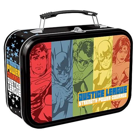 Justice League Lunch Box Black Metal Tin New Bioworld Lunch 